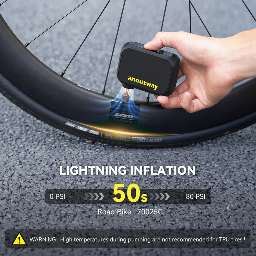 Anoutway AT1 Max Mini Electronic Hand Pump (Black) | Cycling Gears Hub - Cycling Gears Hub