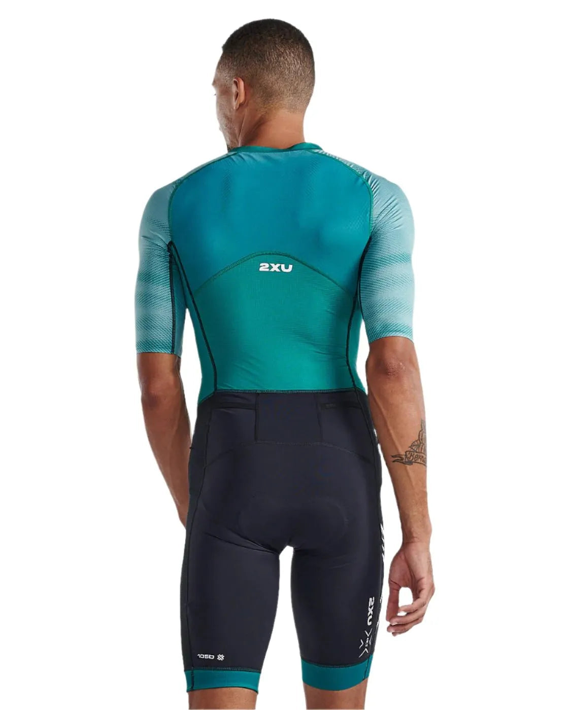 2XU MT7019D Light Speed Front Zip Men's Triathlon Suit (Forest Green/Raft) | Cycling Gears Hub