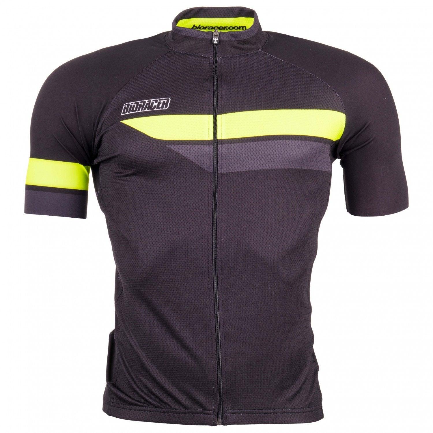 Bioracer Team 2.0 Mens Cycling Jersey (Black/Fluo Yellow) | Cycling Gears Hub