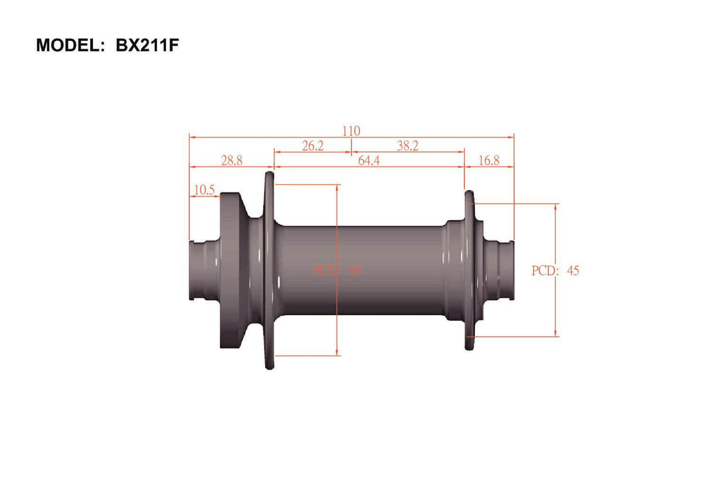 Bitex BX211F Disc Brake Front Hub (Black) | Cycling Gears Hub - Cycling Gears Hub