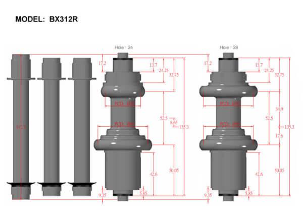 Bitex BX312 Disc Brake Rear Hub (Black) | Cycling Gears Hub - Cycling Gears Hub