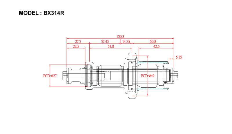 Bitex BX314R Rear Road Hub (Black) | Cycling Gears Hub - Cycling Gears Hub