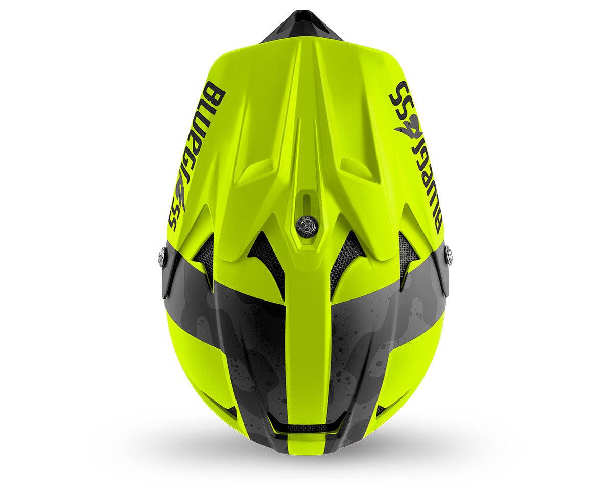 Bluegrass Intox MTB Cycling Helmet (Fluo Yellow/Black Camo/Matt) | Cycling Gears Hub