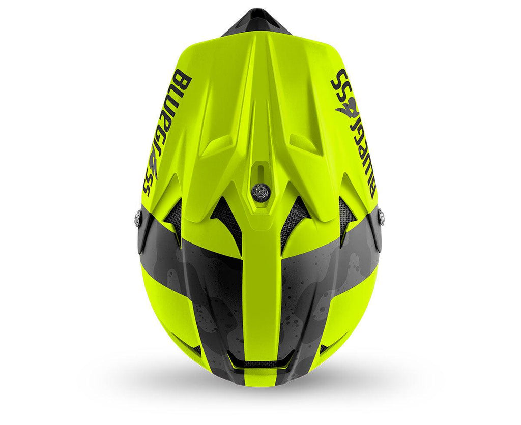 Bluegrass Intox MTB Cycling Helmet (Fluo Yellow/Black Camo/Matt) | Cycling Gears Hub - Cycling Gears Hub