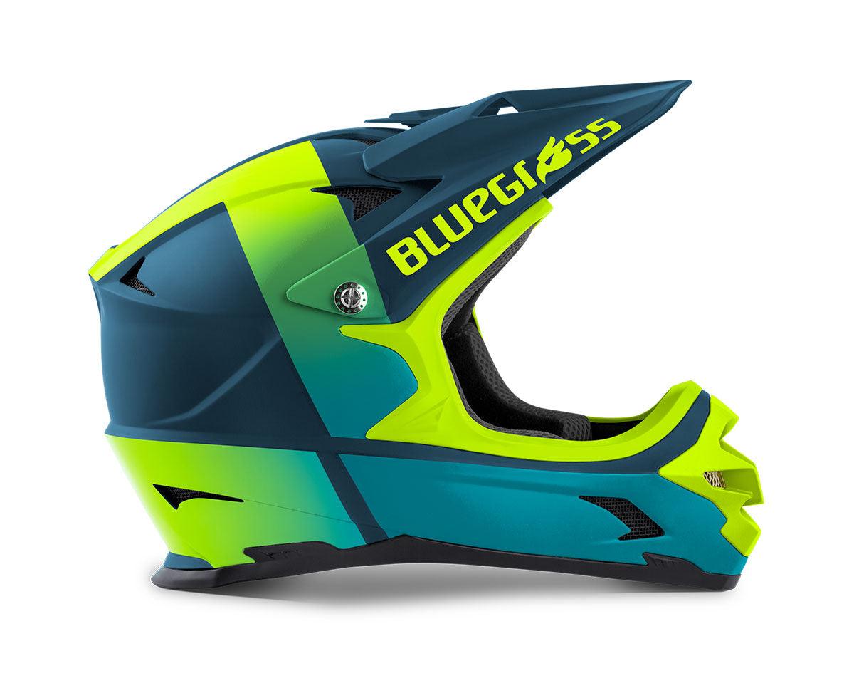 Bluegrass Intox MTB Cycling Helmet (Petrol Blue/Fluo Yellow/Matt) | Cycling Gears Hub