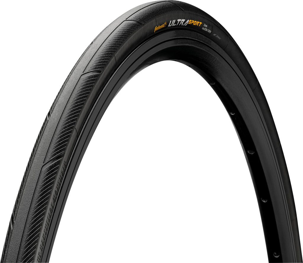 Continental Ultra Sport III 700c Wired Tire – Black | PureGrip Compound, 180 TPI, Road Bike Clincher - Cycling Gears Hub