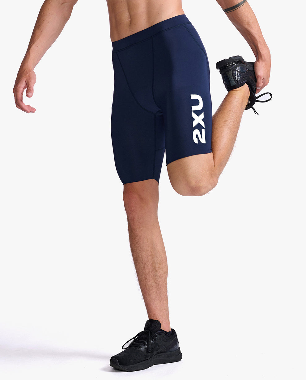 2XU MT6430B Aero 9 Inch Men's Triathlon Shorts (Midnight/Jade) | Cycling Gears Hub