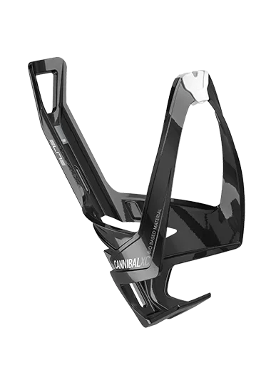 Elite Cannibal XC Bio - based Bottle Cage (Black Glossy/White Graphic) | Cycling Gears Hub - Cycling Gears Hub