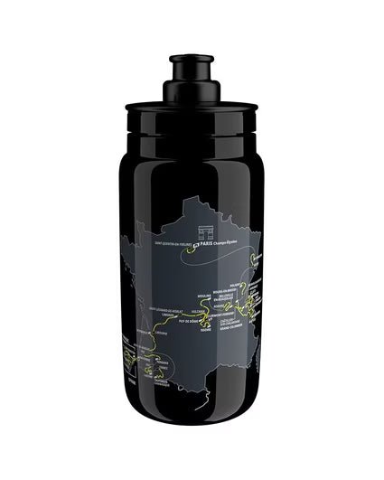 Elite Fly Tour De France Bottle - 2023 (Black Map) | Cycling Gears Hub - Cycling Gears Hub