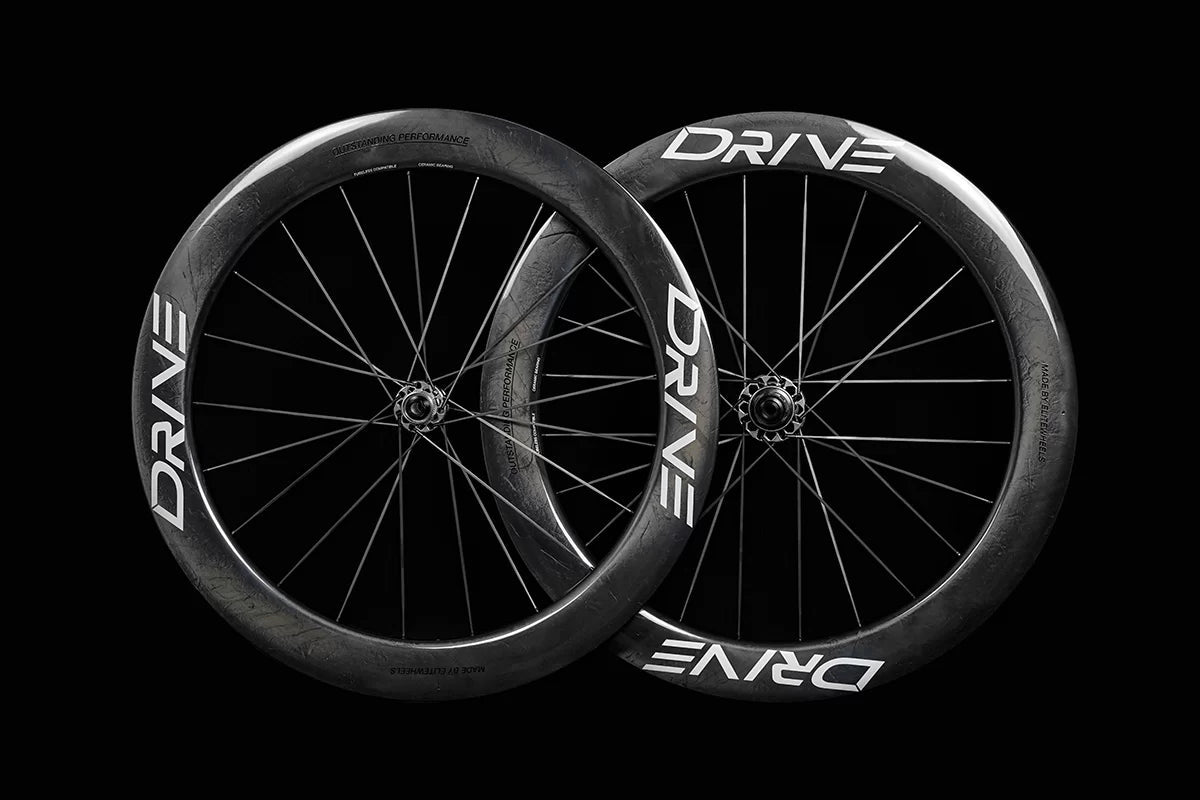 Elite Wheels Drive 65D Carbon Tubeless Ready Disc Brake Wheels - Shimano/SRAM (Gloss Marbel Black) | Cycling Gears Hub - Cycling Gears Hub