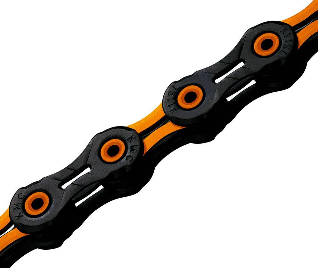 KMC DLC 11 Speed Chain (Black/Orange) | Cycling Gears Hub - Cycling Gears Hub