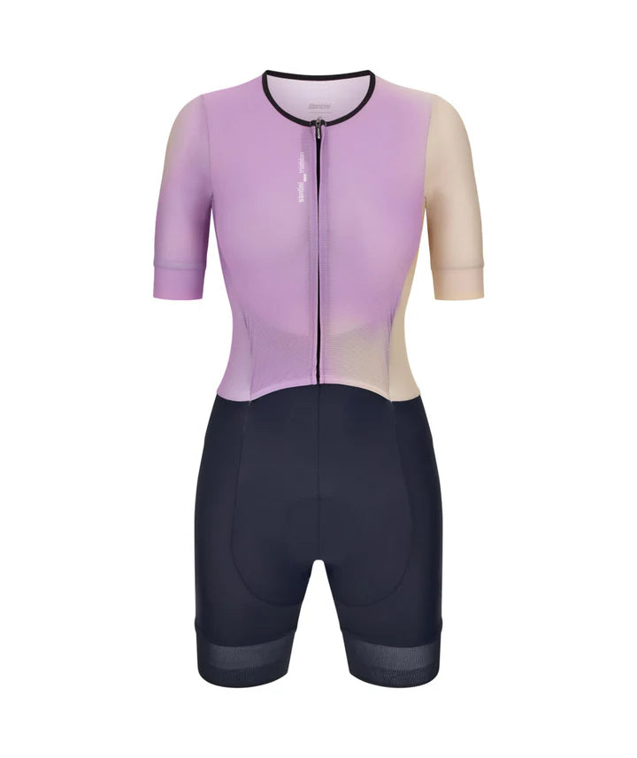 SANTINI WMN LEAF TRISUIT (SH.SL)-LILAC FS-L
