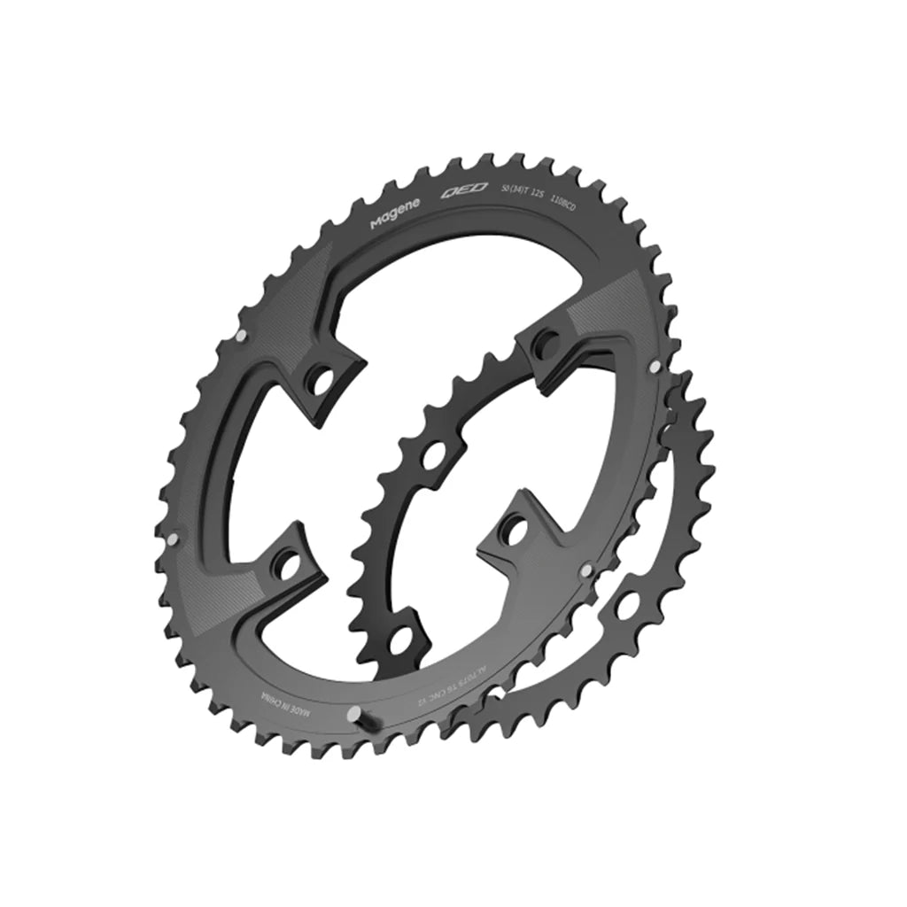 Magene QED Lightweight Split Chainring – 12 - Speed, CNC Aluminum, Aero Design, Black (110 BCD, 4 - Bolt) - Cycling Gears Hub