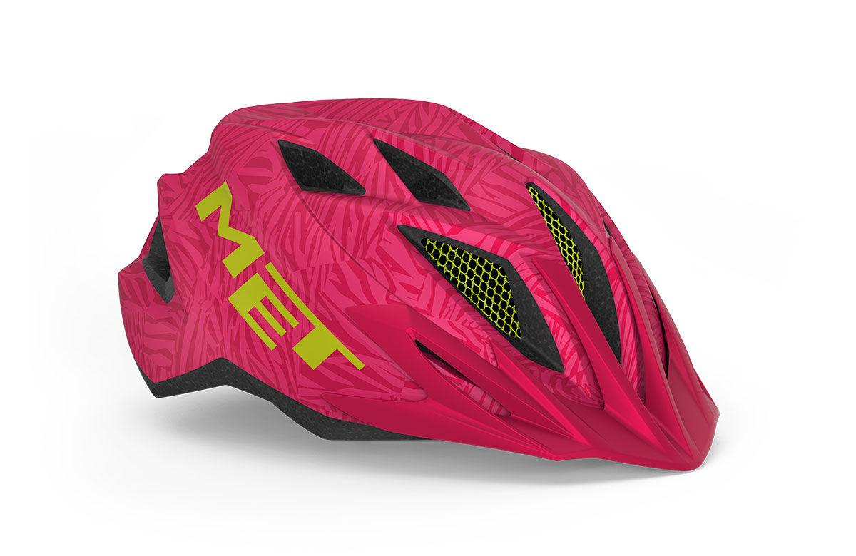 MET Crackerjack Kids Cycling Helmet (Pink/Texture Green/Matt) | Cycling Gears Hub