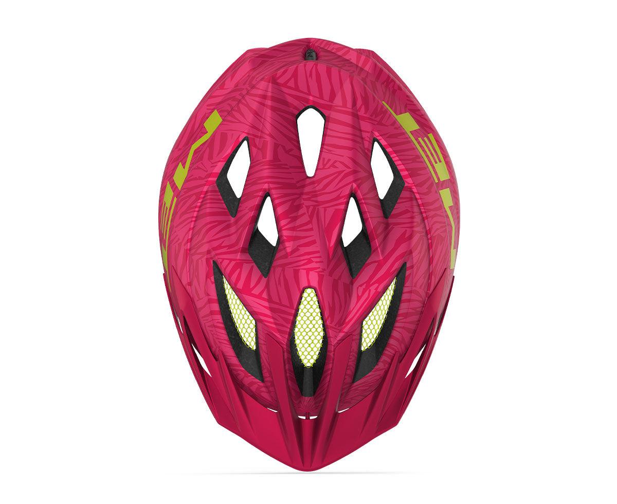 MET Crackerjack Kids Cycling Helmet (Pink/Texture Green/Matt) | Cycling Gears Hub