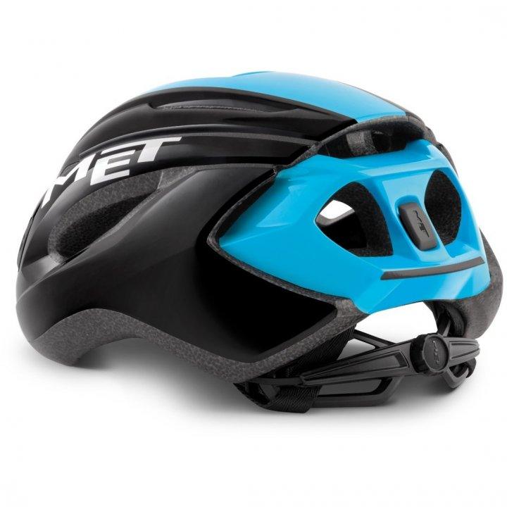 MET Strale CE Road Cycling Helmet (Black Cyan Panel/Glossy) | Cycling Gears Hub