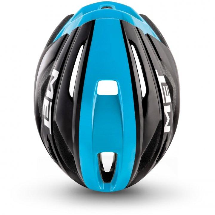 MET Strale CE Road Cycling Helmet (Black Cyan Panel/Glossy) | Cycling Gears Hub