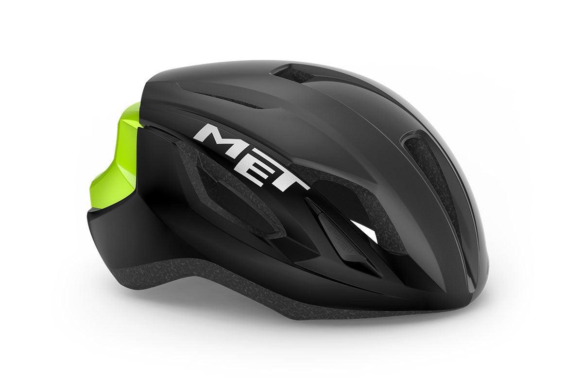 MET Strale Road Cycling Helmet (Black Fluo Yellow Reflective) | Cycling Gears Hub