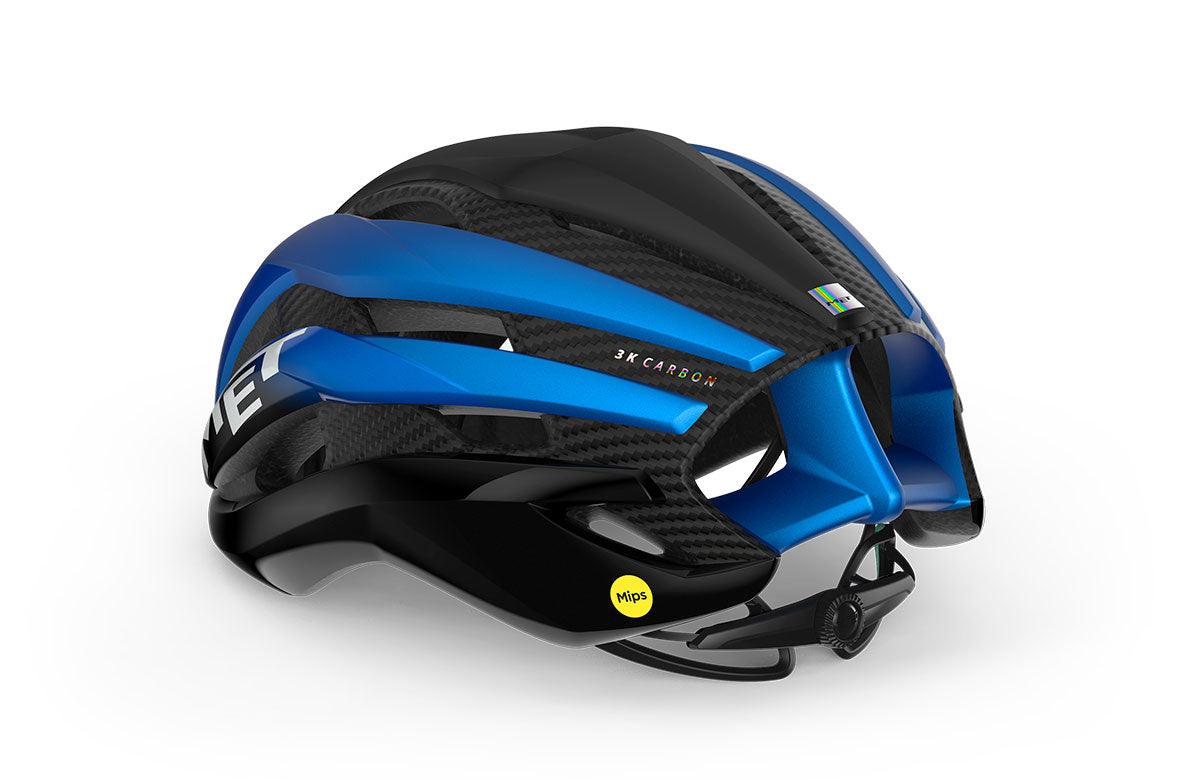 MET Trenta 3K Carbon CE Road Cycling Helmet (Black Blue Metallic/Matt Glossy) | Cycling Gears Hub