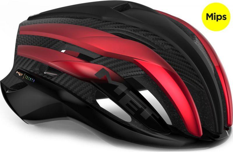 MET Trenta 3K Carbon MIPS Road Cycling Helmet (Black/Red Metallic/Matt Glossy) | Cycling Gears Hub