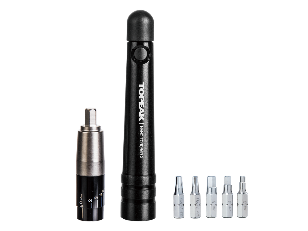 TOPEAK TOOL NANO TORQUEBAR X WITH ADJUSTABLE TORQUE WRENCH FOR 2-6NM WITH 5 TOOL BITS