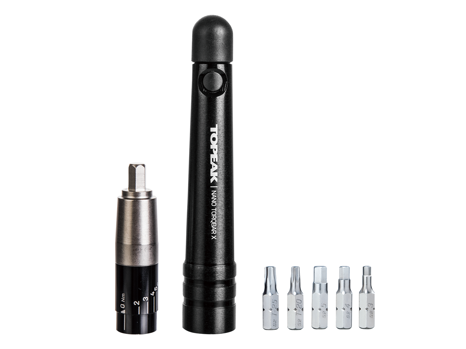 TOPEAK TOOL NANO TORQUEBAR X WITH ADJUSTABLE TORQUE WRENCH FOR 2-6NM WITH 5 TOOL BITS