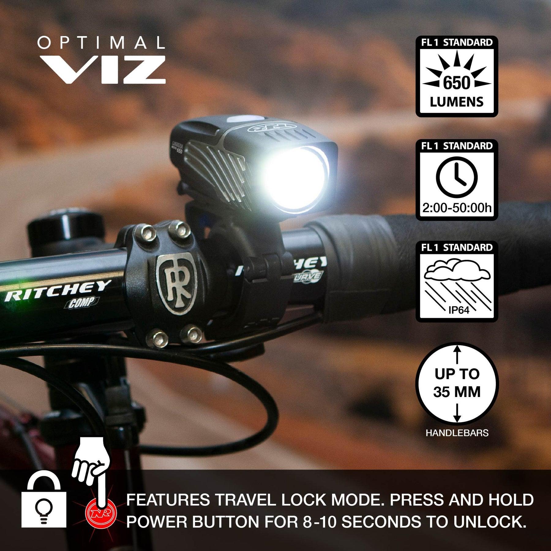 NiteRider Lumina Micro 650 and Vmax+150 Combo Lights (Black) | Cycling Gears Hub