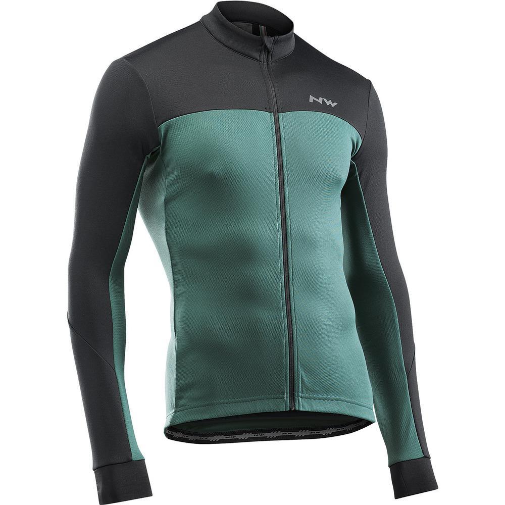 Northwave Force 2 Long Sleeve Men's Cycling Jersey (Black/Forest Green) | Cycling Gears Hub
