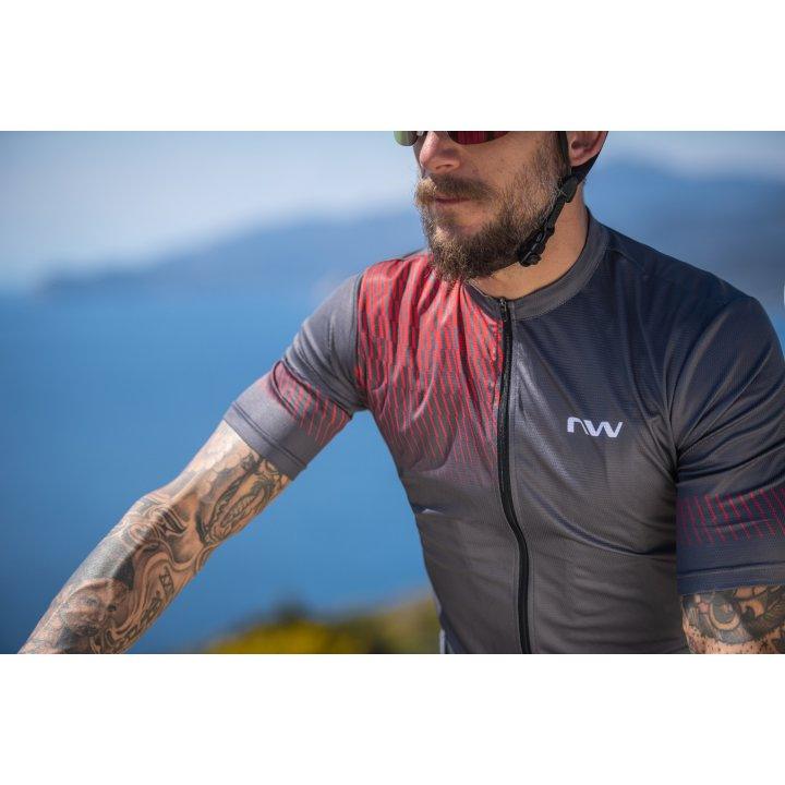 Northwave Origin Mens Cycling Jersey (Dark Grey/Red) | Cycling Gears Hub