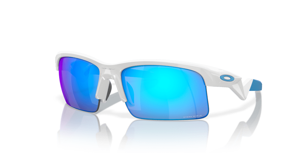Oakley sunglass Capacitor (Youth Fit) prizm sapphire Lenses with polished white Frame - Cycling Gears Hub