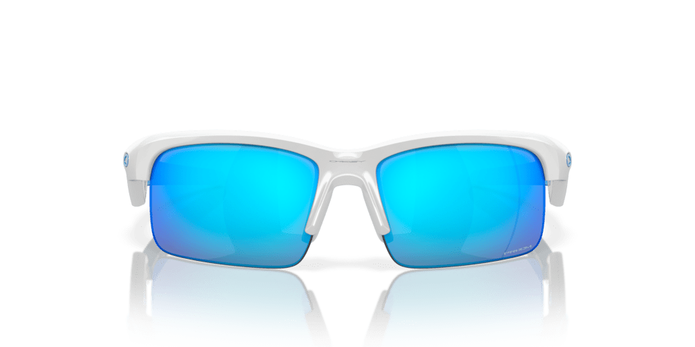 Oakley sunglass Capacitor (Youth Fit) prizm sapphire Lenses with polished white Frame - Cycling Gears Hub