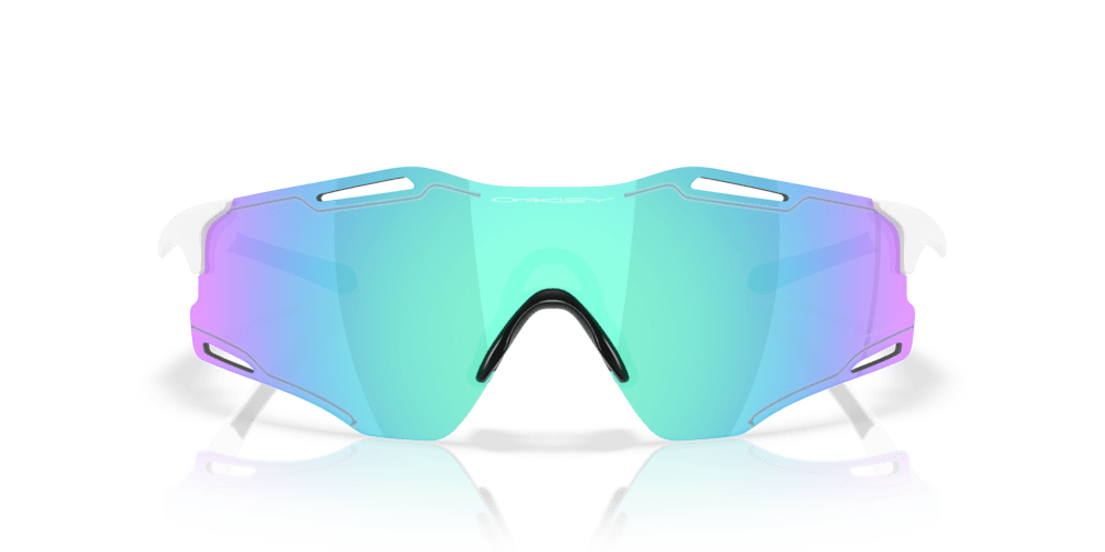 Oakley Sunglass Cybr Zero prizm sapphire Lenses with polished white Frame - Cycling Gears Hub