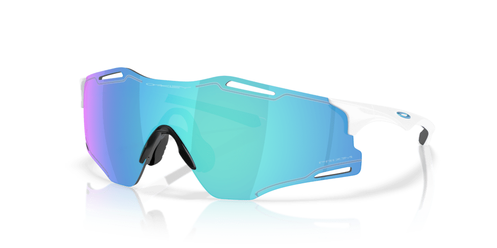 Oakley Sunglass Cybr Zero prizm sapphire Lenses with polished white Frame - Cycling Gears Hub
