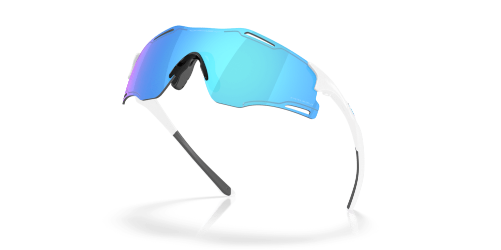 Oakley Sunglass Cybr Zero prizm sapphire Lenses with polished white Frame - Cycling Gears Hub