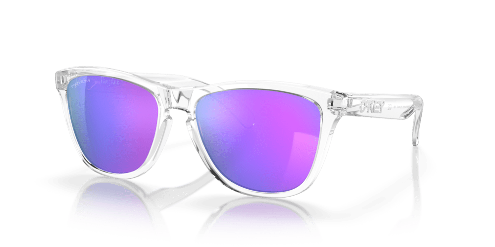 Oakley sunglass Frogskins™ prizm violet Lenses with polished clear Frame - Cycling Gears Hub