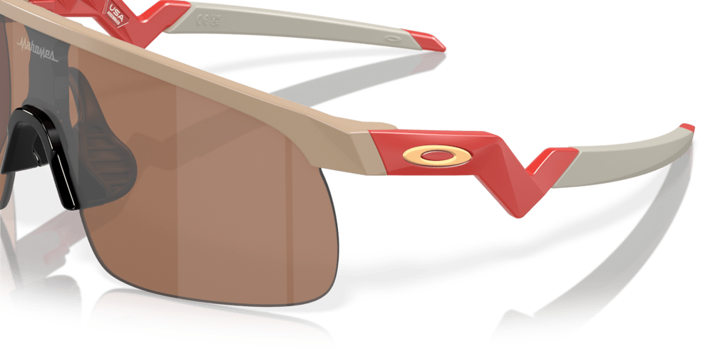 Oakley Sunglass Resistor (Youth Fit) Patrick Mahomes II Collection prizm tungsten Lenses with matte terrain tan Frame - Cycling Gears Hub
