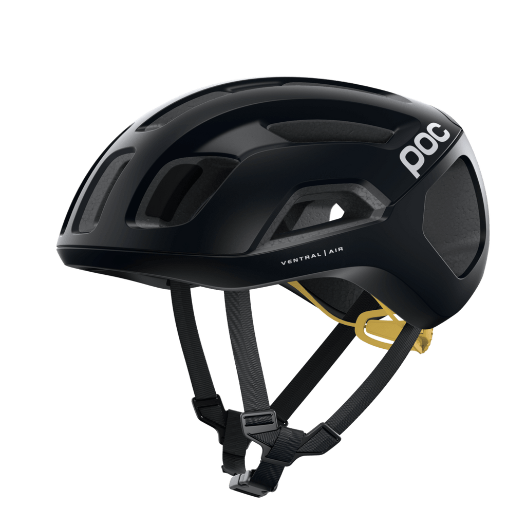 POC Ventral Air Spin Road Cycling Helmet (Uranium Black/Sulphur Yellow Matt) | Cycling Gears Hub