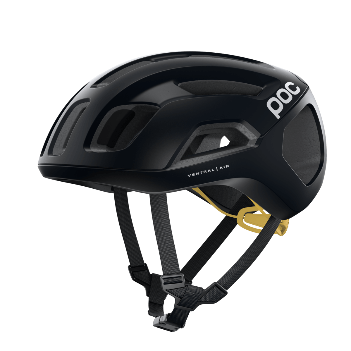 POC Ventral Air Spin Road Cycling Helmet (Uranium Black/Sulphur Yellow Matt) | Cycling Gears Hub