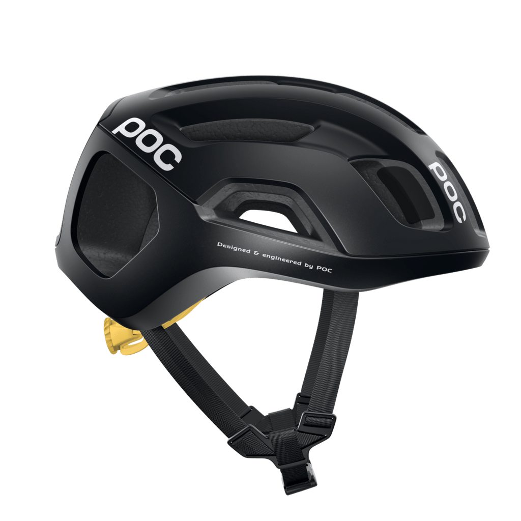 POC Ventral Air Spin Road Cycling Helmet (Uranium Black/Sulphur Yellow Matt) | Cycling Gears Hub