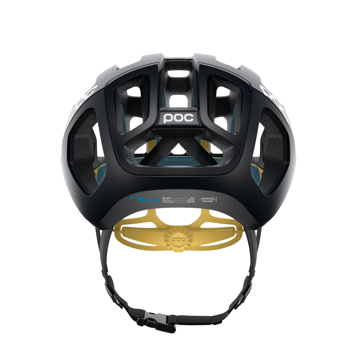 POC Ventral Air Spin Road Cycling Helmet (Uranium Black/Sulphur Yellow Matt) | Cycling Gears Hub - Cycling Gears Hub