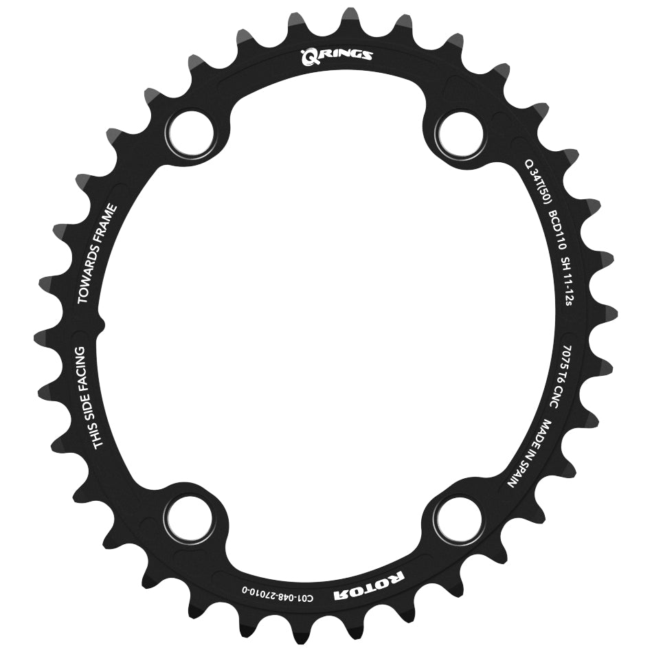 Rotor Shimano Dura Ace FC - R9200 Q Ring 12 Speed Chainring (Black) | Cycling Gears Hub - Cycling Gears Hub