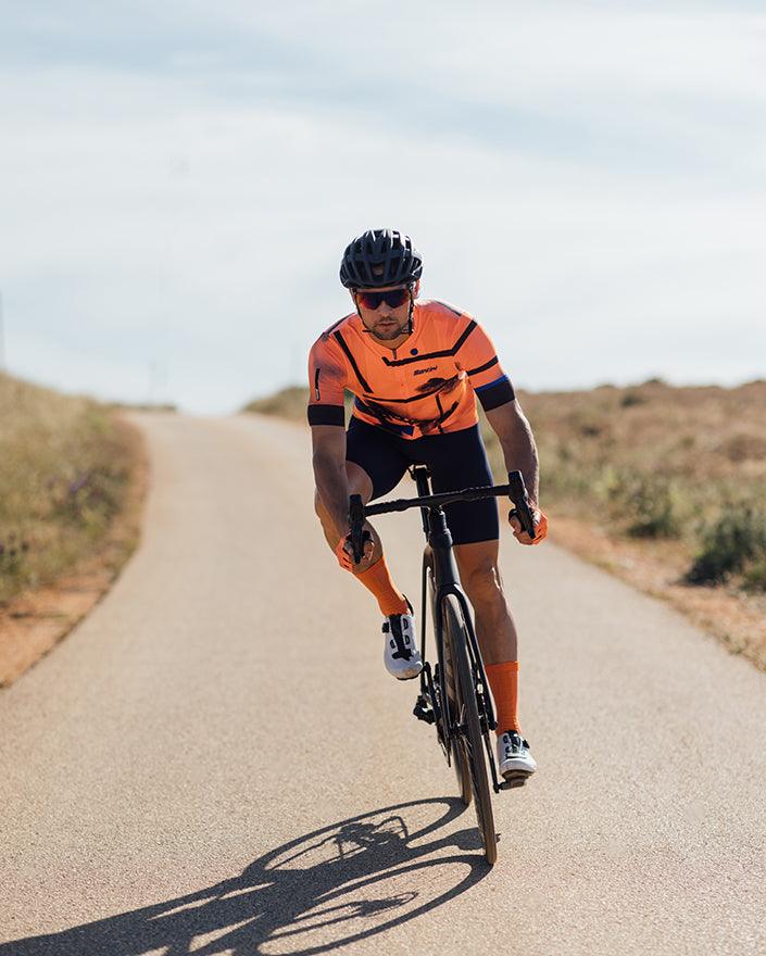 Santini Delta Berg Mens Cycling Jersey (Flashy Orange) | Cycling Gears Hub