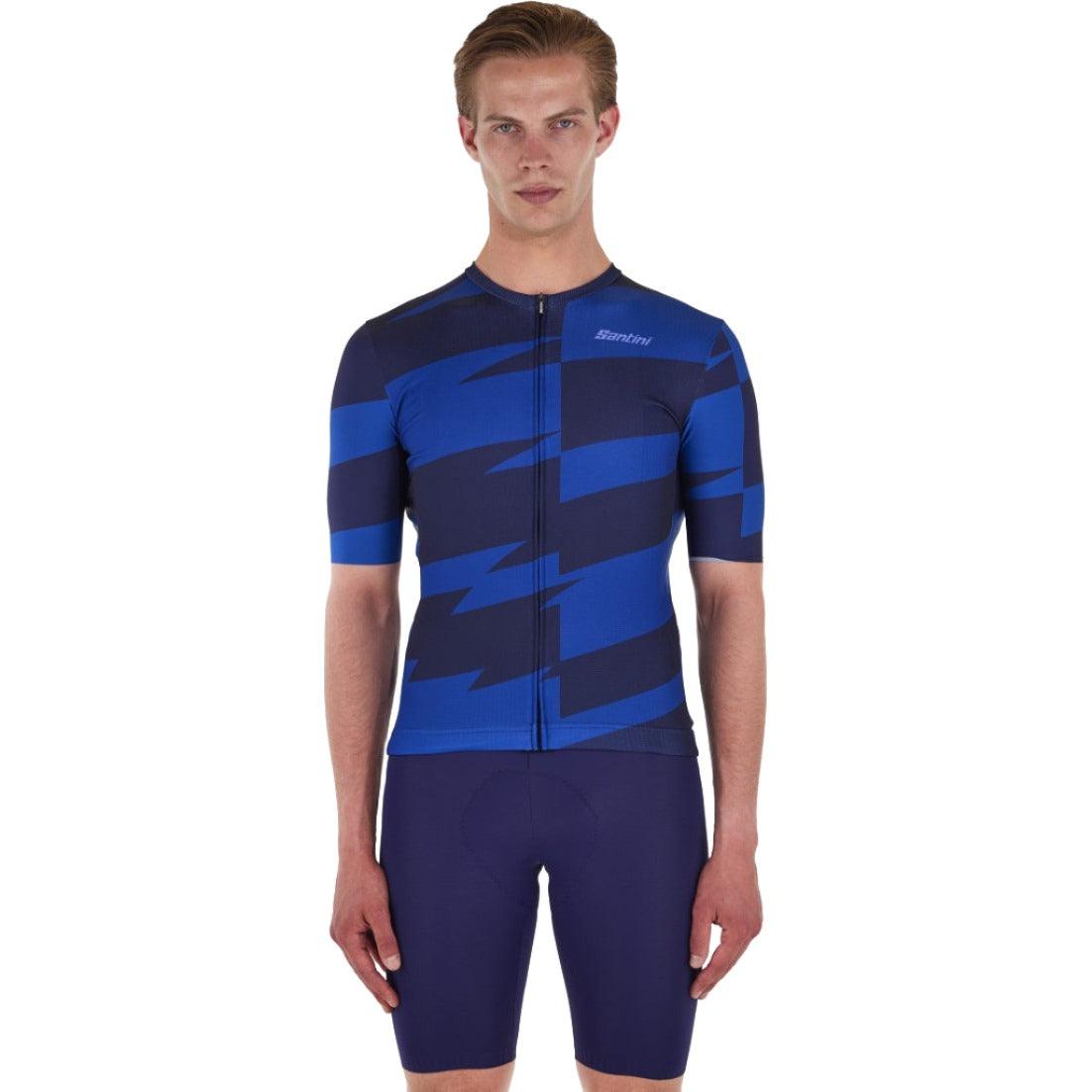 Santini Furia Smart Men's Cycling Jersey (Blue) | Cycling Gears Hub