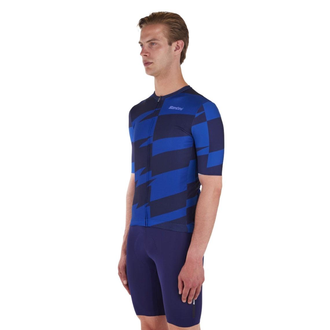Santini Furia Smart Men's Cycling Jersey (Blue) | Cycling Gears Hub