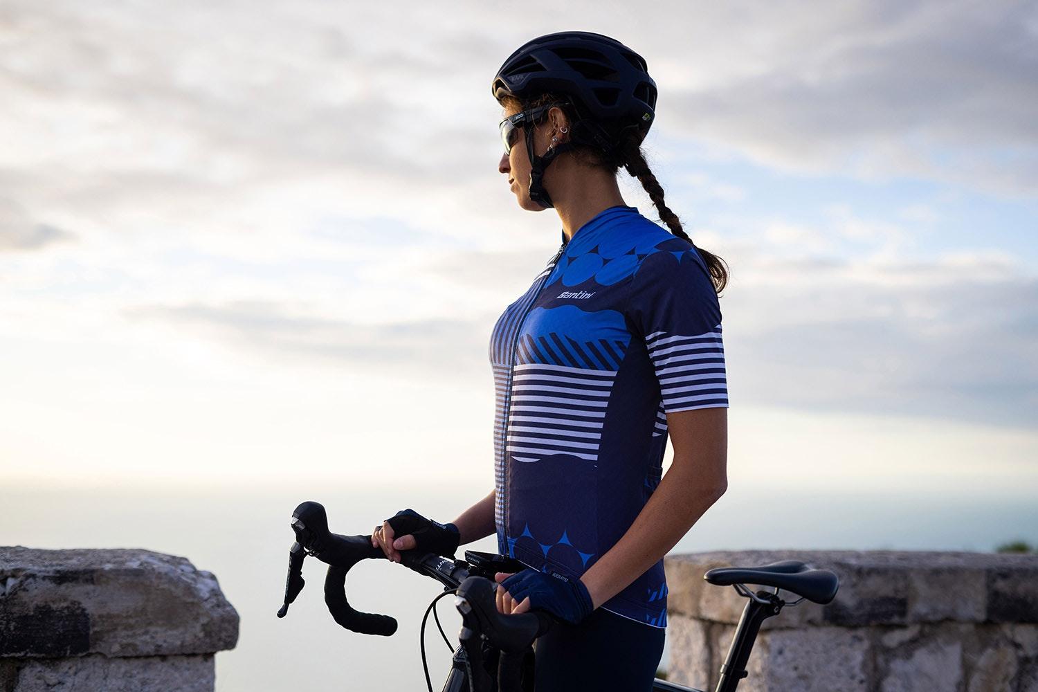 Santini Giada Optic Women's Cycling Jersey (Blue) | Cycling Gears Hub