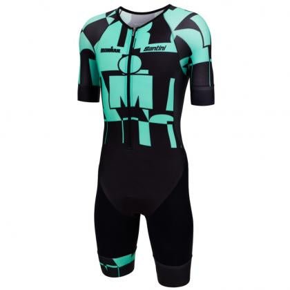 Santini Ironman Enigma Trisuit (Short Sleeves) - Aqua | CYCLING GEARS HUB - Cycling Gears Hub