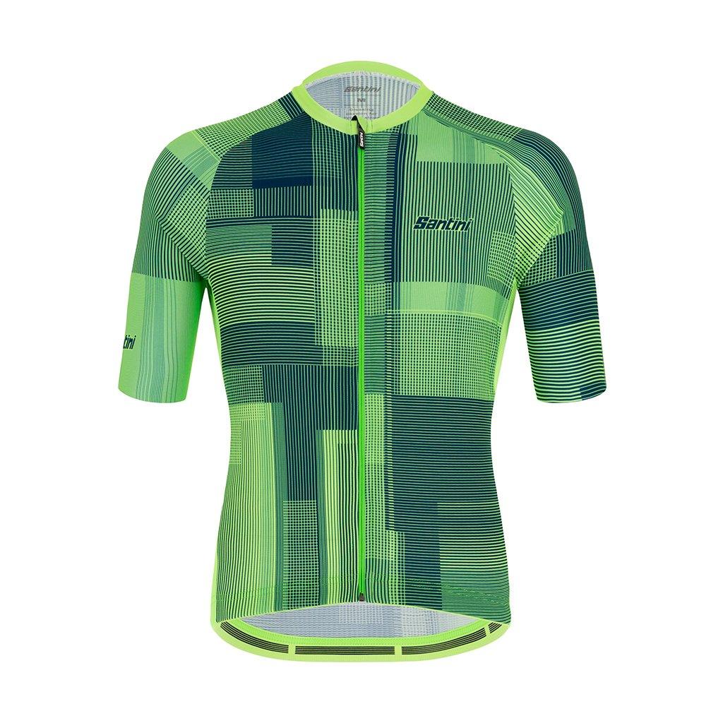 Santini Karma Kinetic Mens Cycling Jersey (Fluo Green) | Cycling Gears Hub