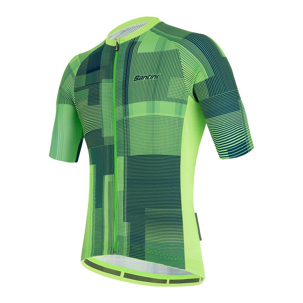 Santini Karma Kinetic Mens Cycling Jersey (Fluo Green) | Cycling Gears Hub