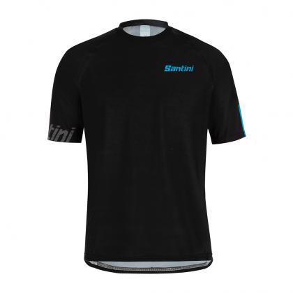 Santini Sasso MTB Mens Cycling Jersey (Black/Turquoise) | Cycling Gears Hub