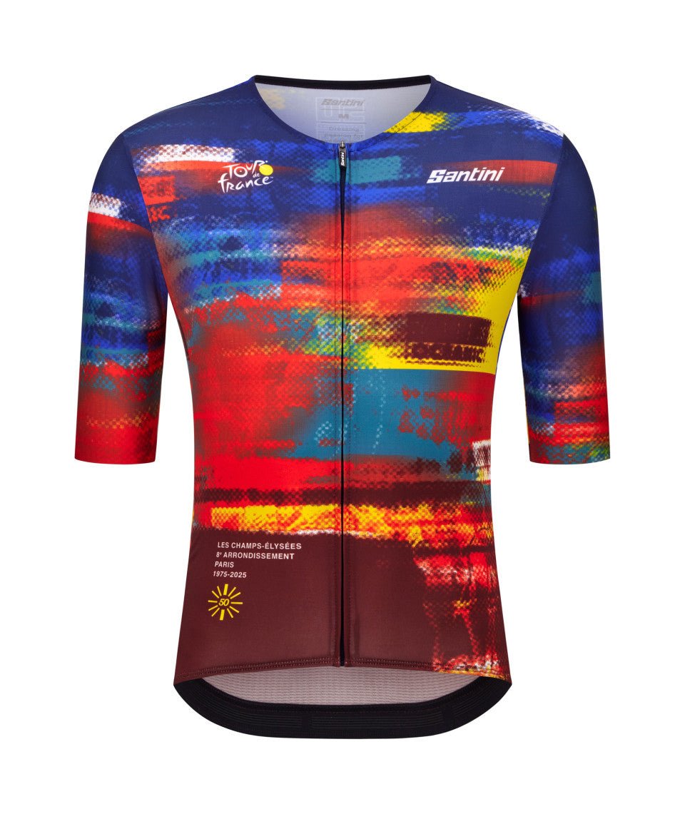 Santini TDF Arrivee Dash Unisex Cycling Jersey (Print) | Cycling Gears Hub - Cycling Gears Hub